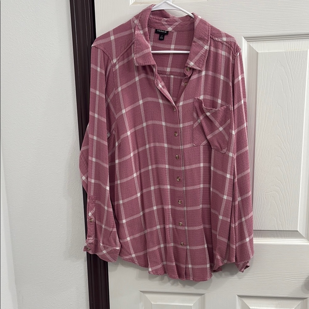 Torrid Pink Plaid Shirt